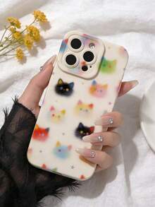 Dreamy Gradient Cat Phone Case Compatible With 17 16 15 14 13 12 11 Pro Max Air Plus - Multicolor - View 5