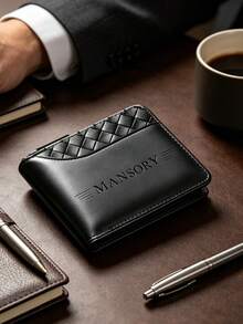 Dompet Pria yang Dipersonalisasi, Tempat Kartu Bisnis, Dompet Pendek dengan Resleting dan Teks yang Dapat Disesuaikan, Dompet dengan Slot Kartu Kredit, Dompet Koin, Tempat Tiket - MultiWarna - View 5