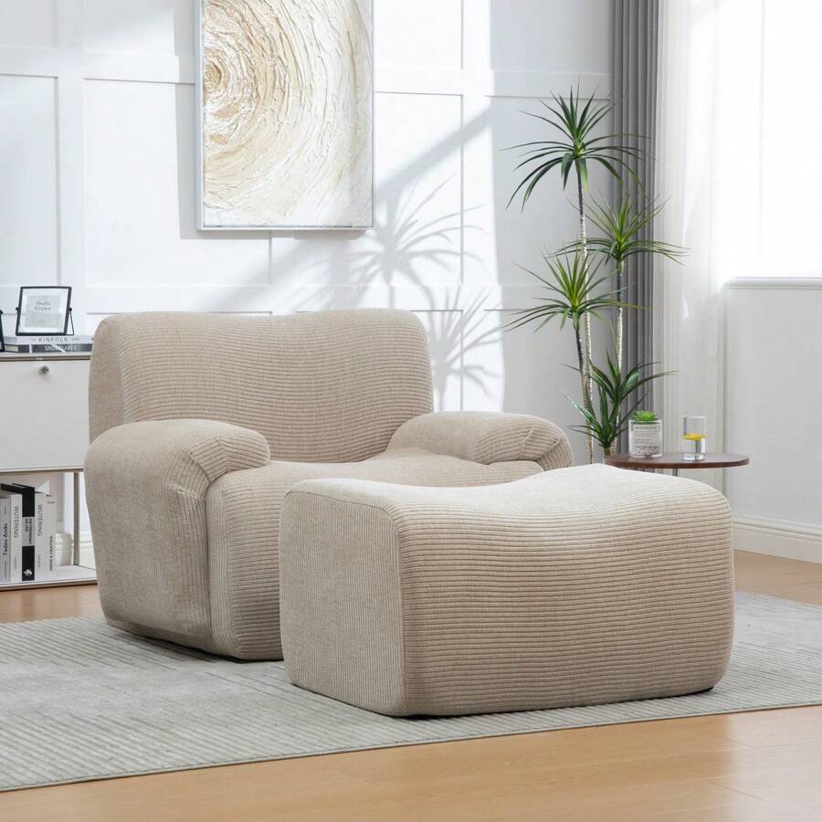 Chaise Lounges - 淺卡其色 + 雪尼爾絨 + 1 個座位 - 查看 1