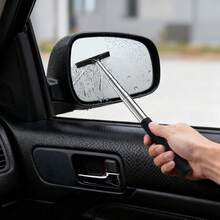 1pc Car Rearview Mirror Wiper, Retractable Multi-Function Defogging & Snow Removal Scraper, Car Window Glass Scraper, Worry-Free Rainy Day Driving - Black Retractable - View 1