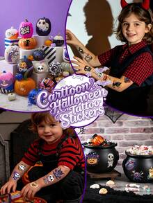 STARTTOOS 6 Lembar 72pcs Stiker Tato Temporer Pola Kombinasi , Hantu, dan Kelelawar, Cocok untuk Anak-anak, DIY, Pesta Ulang Tahun, Hadiah Halloween, Stiker Tato Temporer Tahan Air untuk Lengan dan Tubuh - MultiWarna - View 4