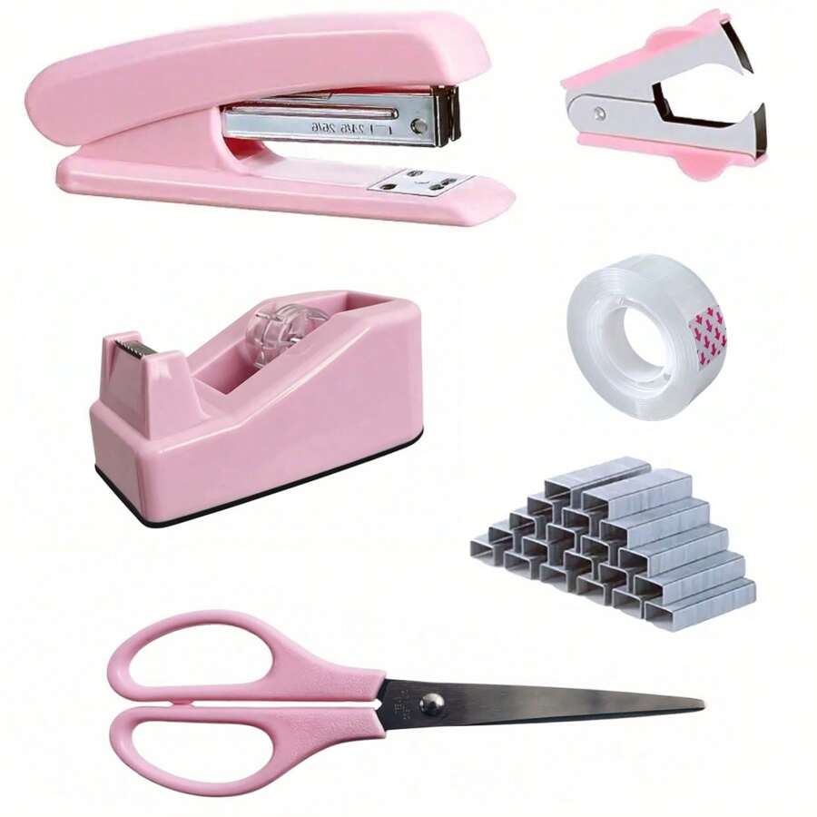 6-In-1 Desktop Organizer Set, Includes Stapler, Scissors And Tape Dispenser | Clutter-Free Office And Study Companion | Space-Saving Gift For Stationery Lovers - Multicolor - View 1
