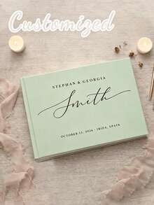 Custom Linen Wedding Guest Book, Personalized Hardcover Photo Album, Wedding Keepsake & Anniversary Photo Album, Unique Anniversary Gift, Guest Book - Multicolor - View 21