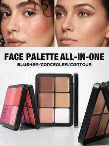 HANDAIYAN 12-Color Metallic Blush Palette, Long-Lasting High-Pigment Multi-Function Concealer, Highlighter, Suitable For Daily Makeup, Dating, Party, Autumn/Winter Face Painting And Y2K Style, Perfect Gift For Birthday And Valentine's Day, Carnival Essential - 01 - View 5