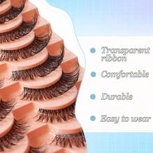 10 Pairs Curl False Eyelashes, Transparent Lash Root, Voluminous Soft 3D Faux Mink Eyelashes, Suitable For Natural Fluffy Effect - Black - View 9