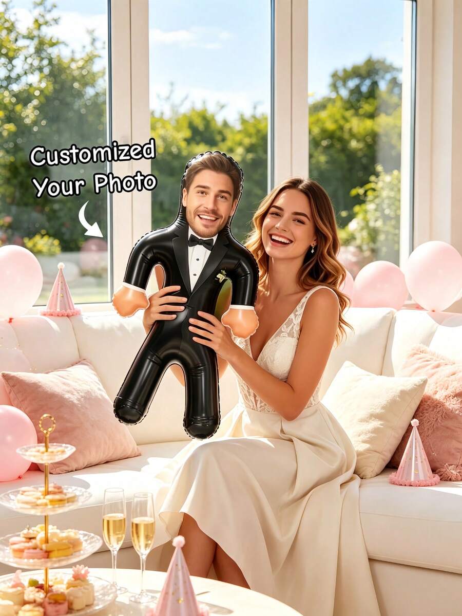 1pc Personalized Groom Inflatable Blow Mold Doll, Customized Photo, Beach Pool Party Prop, Bachelorette Party, Inflatable Man, Wedding Favor, Special Occasion