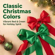 Classic Christmas Red Green Width Satin Ribbon Party Banner Making 5Meters/Roll 10cm Width Satin Ribbon Wedding Chair Car Party Decoration Handmade Sewing DIY Accessories - 10cm-5m - View 3