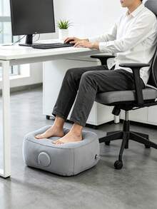 Portable Inflatable Footrest, Flocked Travel Foot Pillow, Airplane And High-Speed Train Foot Support, Office Foot Pad, Adjustable Long-Distance Travel Footrest, Suitable For Home, Office And Business Trips, Skin-Friendly Flocked Material - Grey - View 3