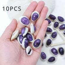 [Purple Conch] 2/10pcs Purple Eye Conch Shells | DIY Handmade Jewelry, Sparkling Ocean Home Decor, Ocean Theme Wedding Gifts, Holiday Decorations - Set - View 12