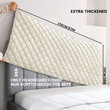 1pc Solid Color Bed Headboard Cover, High Elasticity Dust-Proof Protection Bed Headboard Cover, Skin-Friendly Soft, Suitable For Single And Double Beds, Thickened Linen Bed Headboard Cover - Beige - View 18