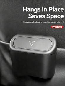 1pc Mini Portable Car Hanging Trash Can With Lid, Large Capacity Waterproof & Odor-Proof Design, Suitable For Cars And SUVs - A - View 4
