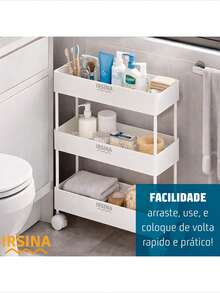 Carrinho Organizador Estreito 3 Andares Multiuso com Rodinhas - IRSINA - Branco - Visão 6
