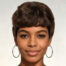 AMECIRE Women's Pixie Cut Wig Human Hair Wig Machine Made Natural Realistic Look Lightweight Breathable Elastic Net Cap Super Comfortable For All-Day Wear No Burden Suitable For Daily Use Party Cosplay And Casual Occasions - S4 - View 8