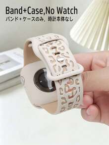 Huastonband 超薄柔軟舒適雙色星光雕刻豹紋矽膠錶帶，適用於 38/40/41/43mm、42/44/45/46/49/47mm，附柔軟保護殼，相容 Ultra 4/SE3/Series 12/S10/S11/S9/S8/S7，防水防汗，適合戶外運動、瑜伽、健身、秋季海灘活動、萬聖節 - 星光奶茶 - 查看 3