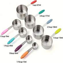 Colorful Measuring Cup, Colorful Magnetic Double-Head Measuring Spoon, Stainless Steel Measuring Spoon And Measuring Cup Set, Multi-Function Measuring Tool Set, Baking Tools, Kitchen Utensils, Kitchen Supplies, Suitable For Dry Or Liquid Ingredients, Cooking Accessories, Baking Essentials, Modern Kitchen Tools, Colorful Kitchenware, High-Quality Spoons, Dry Ingredient Spoons - Multicolor - View 8