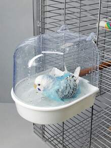 1pc Parrot Bath Box, Bird Bath Toy And Cage Accessory, Suitable For Cockatiel, Lovebird, Cockatoo And Timneh Grey Parrot, Small Pet Bath Container, Suitable For Birds And Hamsters, Fun Bird Cage Bath Tool, Home Pet Supplies And Daily Care - Multi-color - View 2