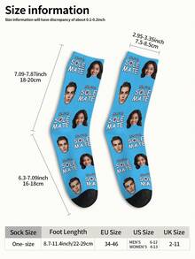 1 Pair Customizable Men's Mid-Calf Socks With Personalized Face Pattern, Print Any Face On Socks, Personalized Photo Socks, Fun Custom Image Mid-Calf Socks, Suitable For Valentine's Day, Birthday, Gift, Halloween And Other Occasions, Personalized Customization - Multicolor - View 6