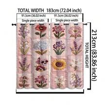 2件裝淡粉色刺繡花卉格紋開衩窗簾，法式鄉村風聚酯纖維長方形打孔窗簾，多款仿刺繡花卉方格拼接印花，遮光隔熱可水洗，適合春季，客廳、臥室、民宿居家裝飾 - 彩色 - 查看 19