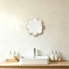 1pc Flower Shaped Acrylic Mirror Wall Sticker With Wooden Backboard, Gold & Silver Optional 3D Decorative Mirror Decal,Wall Art Decor For Living Room Bedroom Home Decor - Flower-shaped - View 4