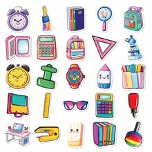 50Pcs Back To School Stationery Bag Pouch Stickers, Scrapbook Supplies Journal Supplies, Handmade Card Material, Scrapbook Lovers, School Essentials Handcraft - Multicolor - View 7