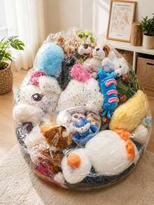 Plush Doll Storage Bean Bag Sofa Chair, Transparent Doll Storage Stool, Baby Room Storage Furniture Decor - Doll Storage - View 4