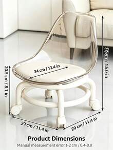 1pc Acrylic Swivel Caster Stool, Movable Backrest Chair With Wheels, Low Stool For Home Use, Please Check Size, Larger Size May Be More Suitable For You. Better Packaging, More Suitable For Giving To Those In Need, Family, Friends, Loved Ones, Also Suitable For Nail Salons, Foot Massage Shops And Other Places - Multicolor - View 5