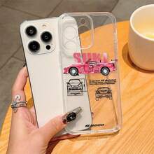 1pc Racing Pattern Black & Silver Phone Case Compatible With Apple Phones - Multicolor - View 2