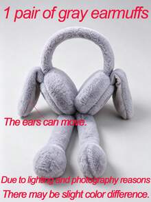 1pc Cute Rabbit Ear Muffs For Kids, Suitable For Autumn/Winter, Warm Plush Material, Movable Ears, Cartoon Design, Windproof, Cold-Proof, Soft And Comfortable, Essential For Winter Outings - Multicolor - View 13