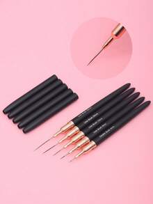 2pcs Random Black Metal Handle Nail Art Liner Brush - Black - View 4