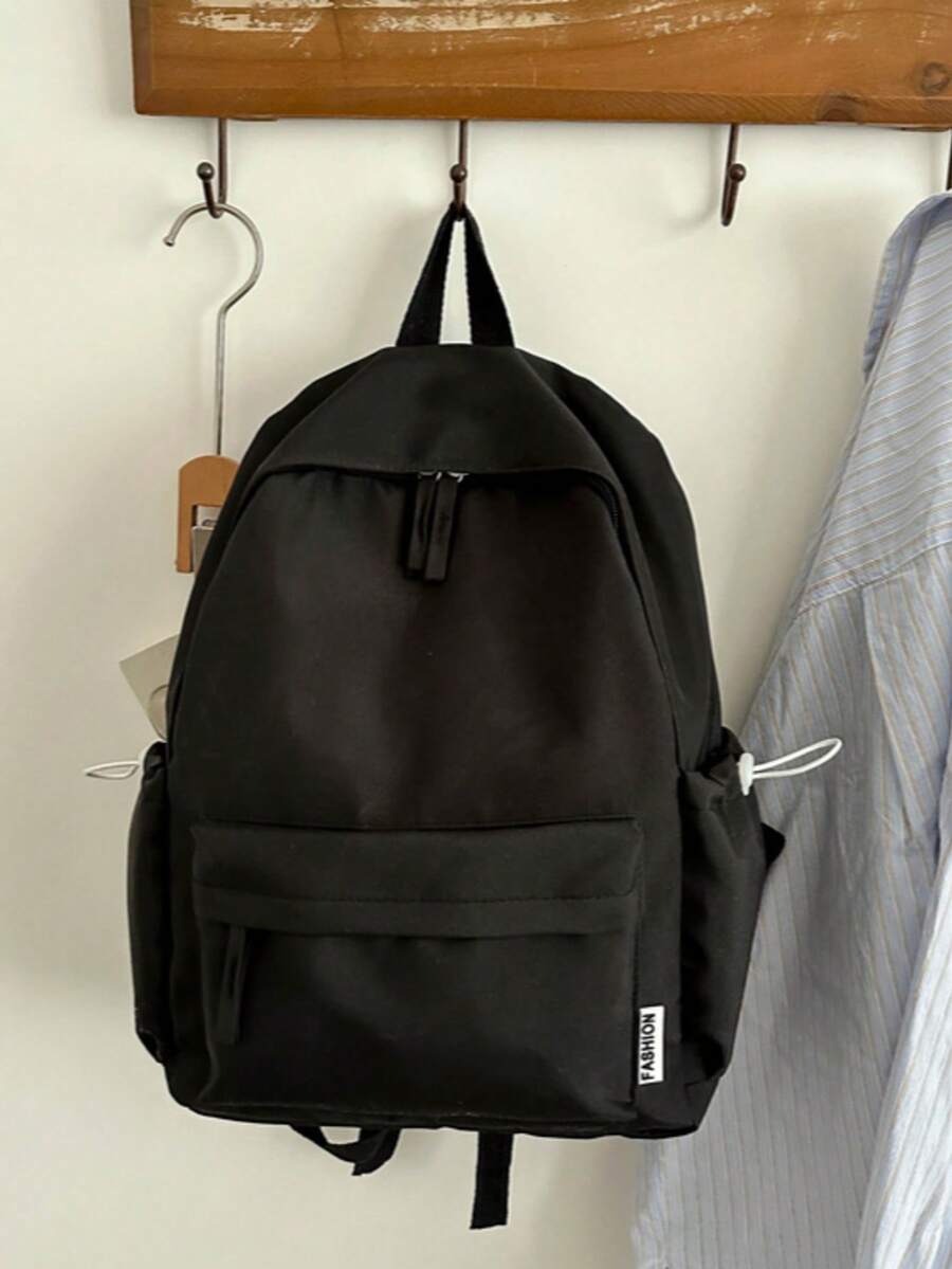 1pc Nylon Zipper Student Backpack, Suitable For Teenagers, Korean Style Harajuku Ulzzang Minimalist Fashion Versatile Campus Ins Style - Multicolor - View 1