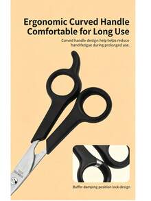 Pet Grooming Scissors, Universal For Cats And Dogs; Round Head Safety Design, Stainless Steel Material, Can Trim Hair Around Eyes; Professional Home Pet Grooming Tool, Suitable For Small And Large Pets - Black - View 10