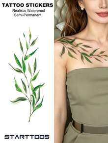 STARTTOOS Halloween Hazy Slender Willow Branch Pattern Halloween Makeup Halloween Street Party Gift, Suitable For Arms, Shoulders, Neck, Chest Waterproof Tattoo Sticker 1pc/Pack - Multicolor - View 1
