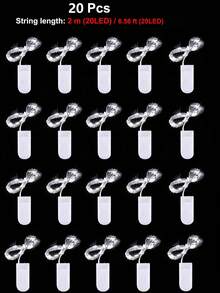 1/5/12/20入螢火蟲串燈 2m/6.56 Ft (20LED) 仙女燈，適用DIY日常裝飾、婚禮、派對、臥室、聖誕及其他慶典裝飾，迷你串燈，顏色可選 - 金色 - 查看 17