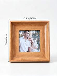 1pc Vintage Square Tabletop Photo Frame, Light Walnut / Dark Walnut Dual-Tone 3D Wood Grain Frame, Desktop & Wall Mount Dual-Use With Stand, Moisture-Proof & Scratch-Resistant Backboard, Couple Portrait Family Photo Display, Mid-Century Modern Home Housewarming Anniversary Decor Gift, Frame Only, Photo Not Included - Tabletop Photo Frame - View 9