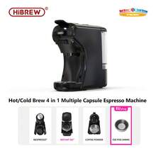 HiBREW آلة قهوة كبسولات H1A 4 في 1، متوافقة مع الكبسولات الكبيرة والصغيرة، القهوة المطحونة، أوضاع التحضير الساخن والبارد، خزان مياه قابل للفصل بسعة 600 مل لتقليل عدد مرات إعادة التعبئة، خيارات حجم كوب مزدوج 70 مل/110 مل - قابس اتحاد أوروبي نوع F (220 إلى 240 فولت) - مشاهدة 13