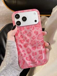 可愛 3D 漸層亮粉手機殼，相容 iPhone 17 ProMax 17 Pro 17 Air 16 15 14 Plus 13 12 Pro Max 11，奢華亮面保護軟殼 - 粉紅豹紋 - 查看 4