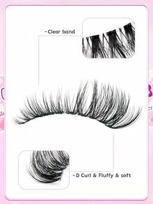 MKHLINA 7對手工假睫毛 透明睫毛梗 9-18mm 自然貓眼款 精緻貓眼接睫毛 Cosplay 化妝工具 (P841C) - 黑色 False Eyelashes - 查看 7