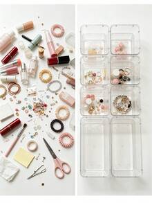 4/6/7/8-Piece Transparent Drawer-Style Storage Boxes, Suitable For Cosmetics, Desktop Organizers, Beauty Supplies, Miscellaneous Items, Kitchen And Bathroom Supplies. - Clear - View 6