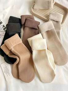 5/1 Pair Women's Winter Warm Socks - Ultra Soft Warm Lining Anti-Slip | Comfortable Indoor Home Socks, Suitable For Snow Boots | Cold Protection Essential (Multiple Colors Random) - Multicolor - View 17