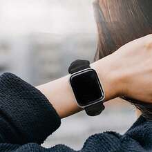 1pc Unisex Black Acetate Satin Band, Compatible With Apple Watch 49/45/44/42/41/40/38mm, Suitable For Apple Watch Series Ultra/SE/8/7/6/5/4/3/2/1 - Black - View 4
