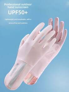 Women's Summer UV Protection Thin Fingerless Mid-Length Ice Silk Driving & Cycling Gloves, Touchscreen Compatible Anti-Slip - A - View 13