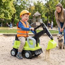 Kids Ride On Tractor 2-In-1 Ride On Push Car W/Detachable Trailer Rake Shovel - Green - View 1