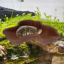 Sloped Large Reptile Bathtub- Geckos, Snakes, And Bearded Durable Plastic Aquarium Accessory, Brown Leaf Design, Reptile Accessory, Bathing Tub, Suitable Reptiles And Amphibians - Extra-large Reptile Bathtub + 1pc - View 5