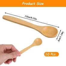 10pcs Mini Bamboo/Wooden Spoons, Natural Wood Short-Handled Small Spoons, Eating Soup, Coffee, Honey, Jam And Other Condiments, Lightweight And Convenient, Small Dessert Spoons, Christmas Gift, Back To School - View 2