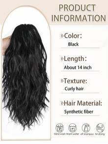 Children's Synthetic Clip-In Ponytail Hair Extension, 14 Inch Small Wavy Ponytail Wig, Suitable For Daily Wear - Multicolor - View 4