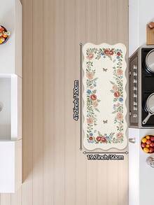 DAJIANG 1pc Floral Fresh Long Runner Rug, Suitable For Bathroom, Kitchen, Outdoor, Hallway, Bedroom, Living Room, Machine Washable Easy Clean Non-Slip Entryway Mat, Bedroom Autumn Decor Rug Accessory - Multicolor - View 13