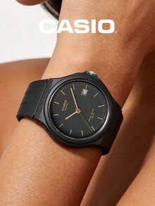 Jam Tangan Pria Casio MW-59-1E Serba Hitam Minimalis dengan Dial Bulat, Tahan Air 50m, Tampilan Tanggal, dan Tali Resin, Dilengkapi Mesin Quartz. - Hitam - View 3