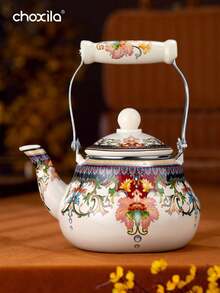 choxila 1pc Enamel Kettle, Large Capacity, Suitable For Gas Stove And Induction Cooktop - Pomegranate Flower Enamel Pot - View 2