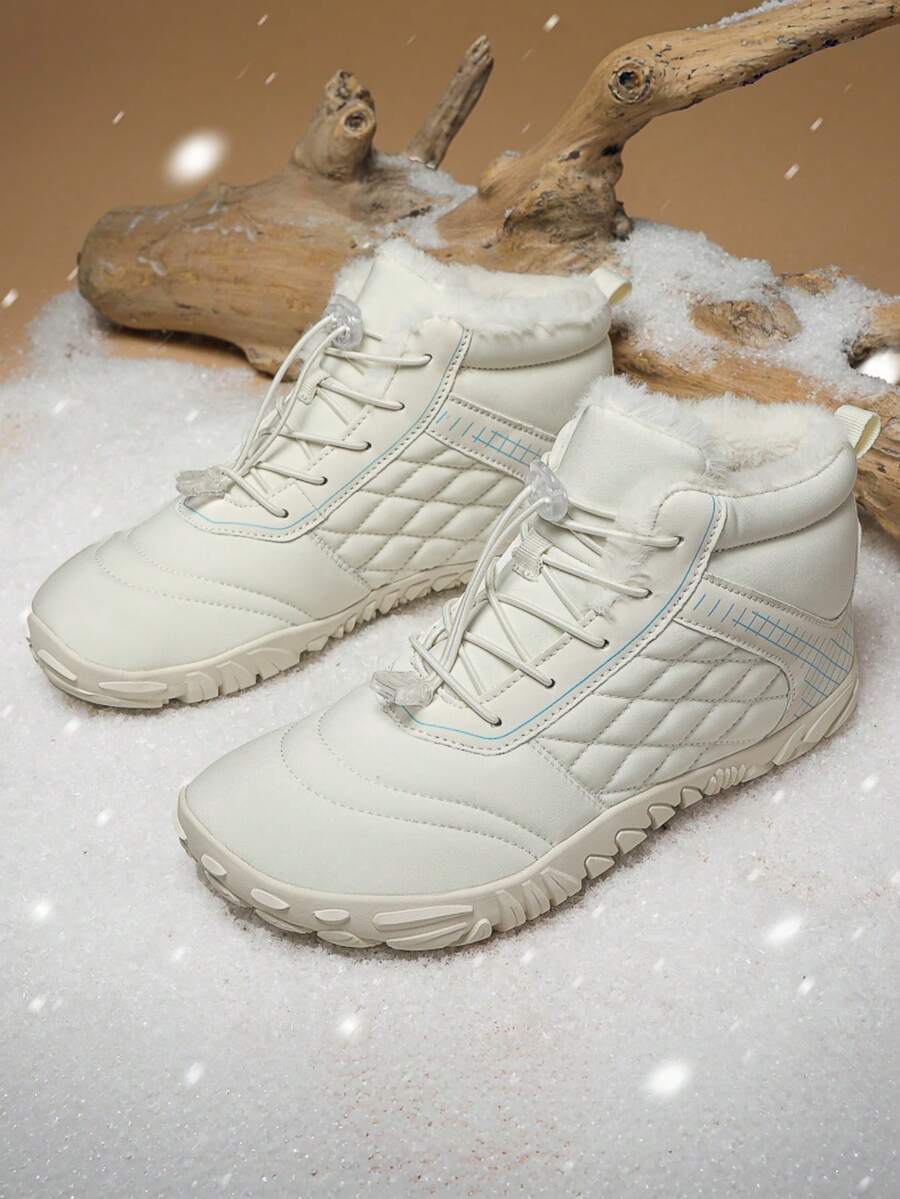 Men's Snow Boots, Winter New Warm, Anti-Slip Cushioned Sole With Waterproof Upper, Thermal Lined Thick Interior, Suitable For Snowy Weather Travel And Tourism. - Off-white - View 1