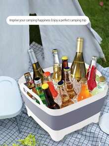 Silicone Folding Water Bucket With Drain Plug - Portable Folding Wash Basin, Suitable For Camping, Fishing, Picnic - Large Capacity, Easy To Store Outdoor Practical Container - Multicolor - View 5